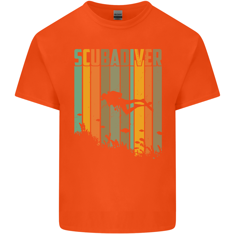 Scuba Diver Diving Dive Mens Cotton T-Shirt Tee Top Orange