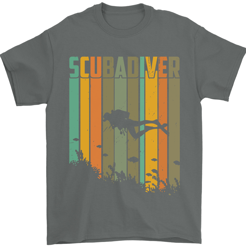 Scuba Diver Diving Dive Mens T-Shirt Cotton Gildan Charcoal