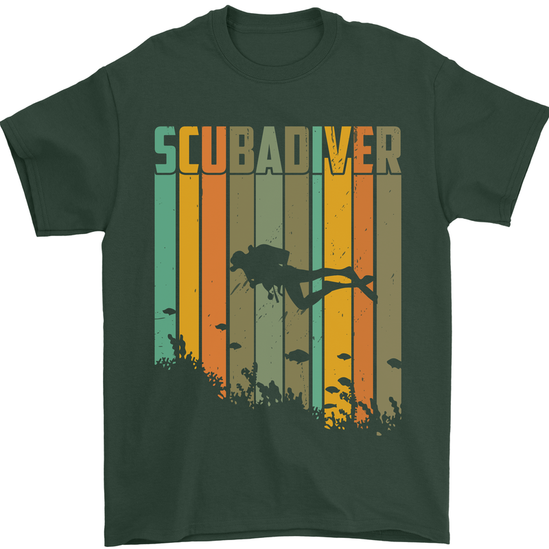 Scuba Diver Diving Dive Mens T-Shirt Cotton Gildan Forest Green