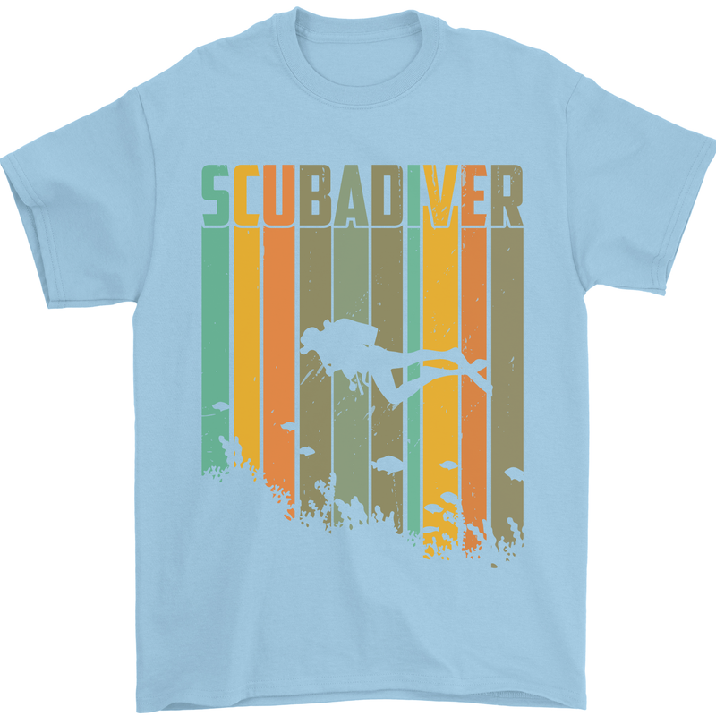 Scuba Diver Diving Dive Mens T-Shirt Cotton Gildan Light Blue