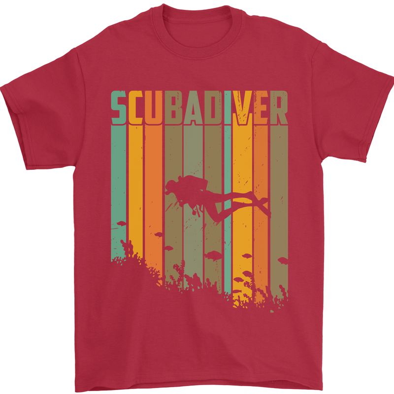 Scuba Diver Diving Dive Mens T-Shirt Cotton Gildan Red