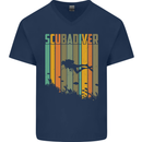 Scuba Diver Diving Dive Mens V-Neck Cotton T-Shirt Navy Blue