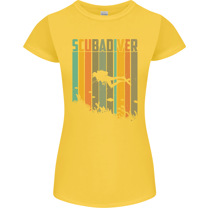 Scuba Diver Diving Dive Womens Petite Cut T-Shirt Yellow