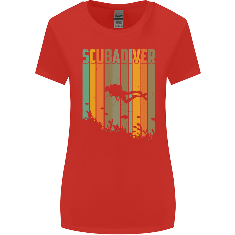 Scuba Diver Diving Dive Womens Wider Cut T-Shirt Red
