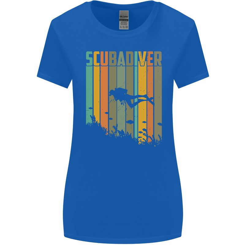 Scuba Diver Diving Dive Womens Wider Cut T-Shirt Royal Blue