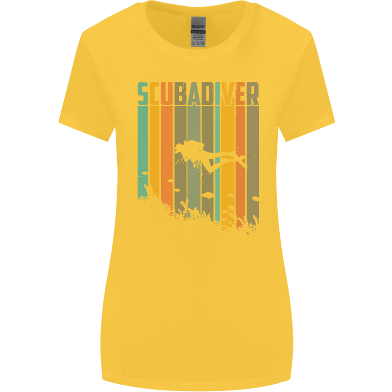 Scuba Diver Diving Dive Womens Wider Cut T-Shirt Yellow