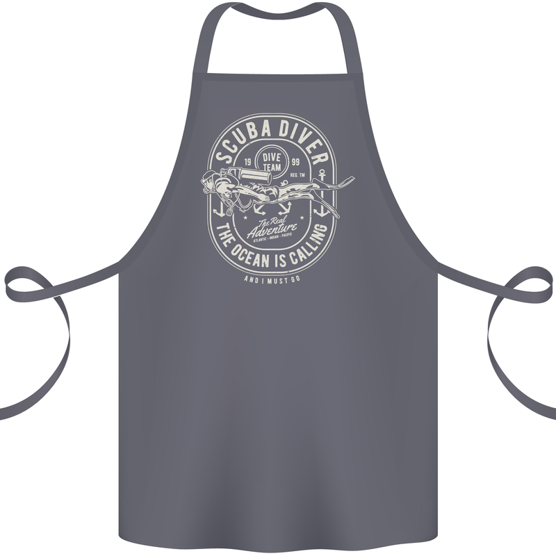 Scuba Diver the Ocean Is Calling Diving Cotton Apron 100% Organic Steel