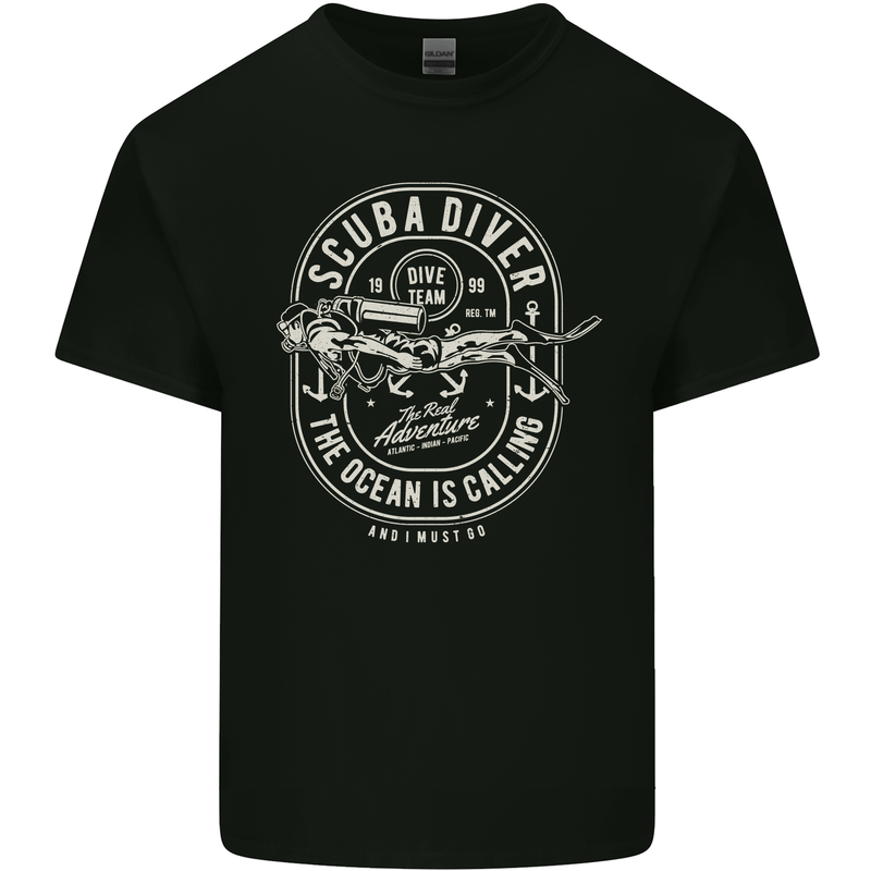 Scuba Diver the Ocean Is Calling Diving Kids T-Shirt Childrens Black