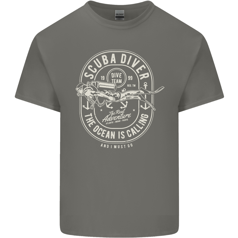 Scuba Diver the Ocean Is Calling Diving Kids T-Shirt Childrens Charcoal