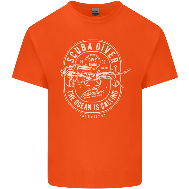 Scuba Diver the Ocean Is Calling Diving Kids T-Shirt Childrens Orange