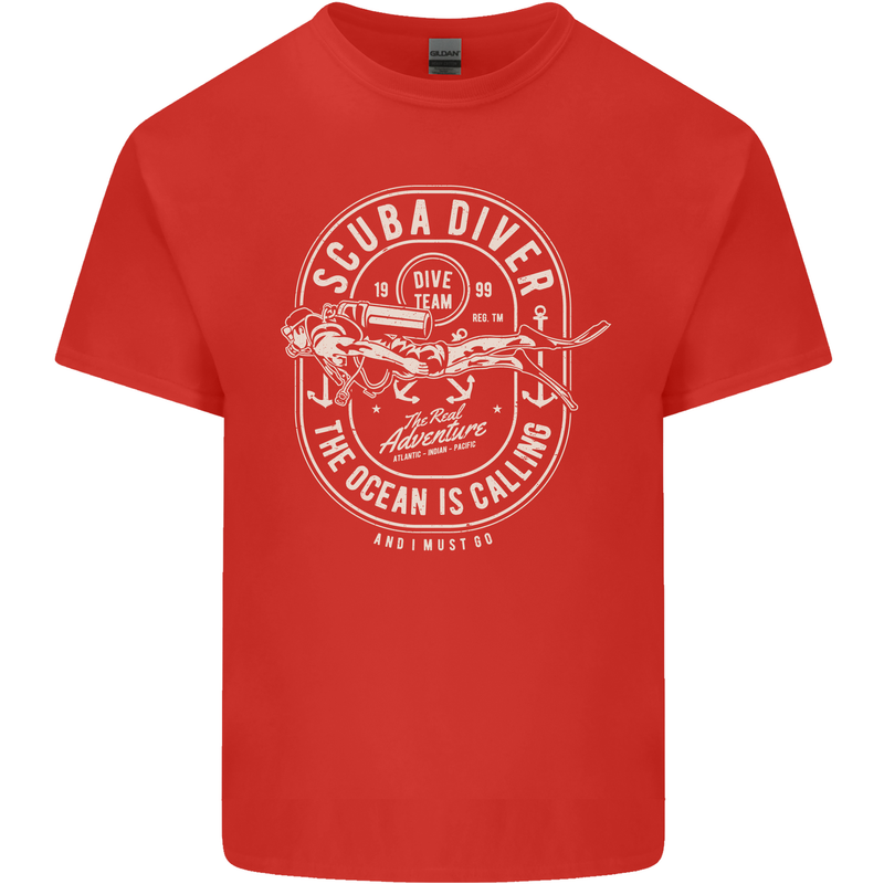 Scuba Diver the Ocean Is Calling Diving Kids T-Shirt Childrens Red