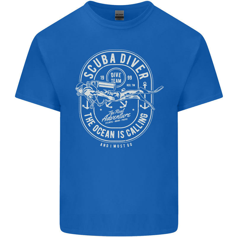 Scuba Diver the Ocean Is Calling Diving Kids T-Shirt Childrens Royal Blue