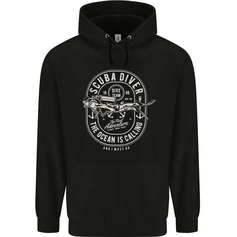 Scuba Diver the Ocean Is Calling Diving Mens 80% Cotton Hoodie Black