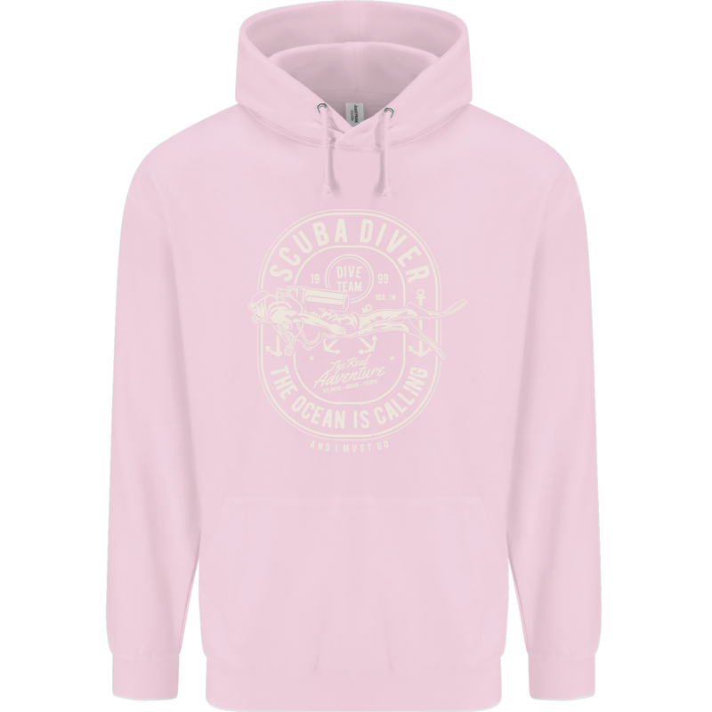 Scuba Diver the Ocean Is Calling Diving Mens 80% Cotton Hoodie Light Pink