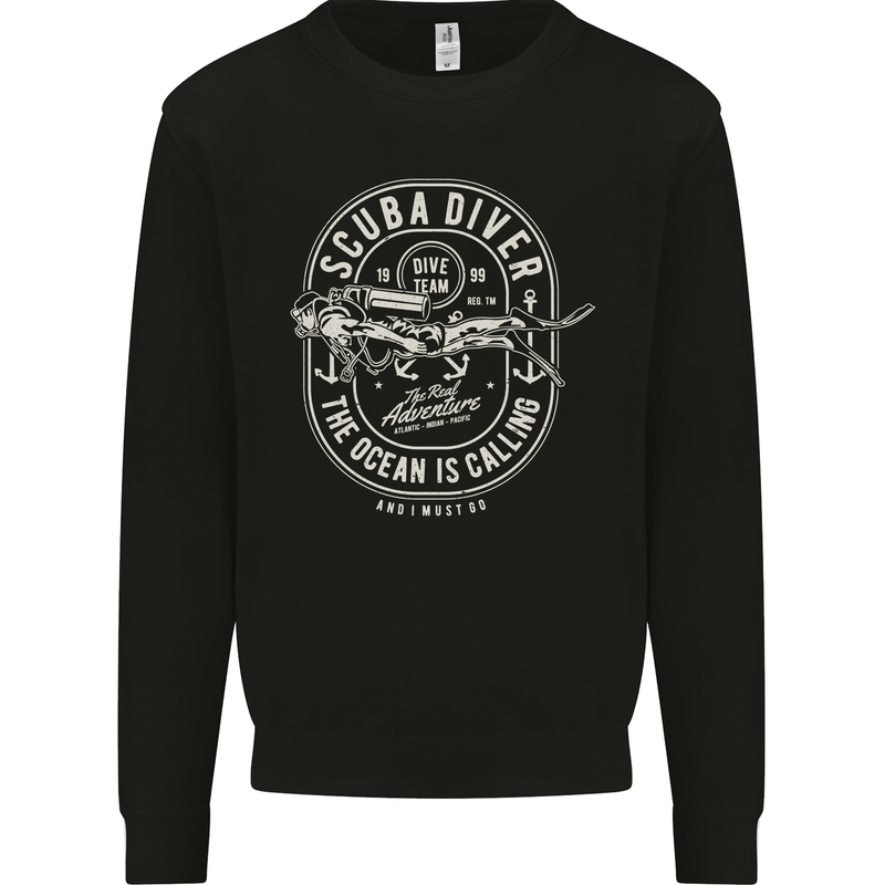 Scuba Diver the Ocean Is Calling Diving Mens Sweatshirt Jumper Black