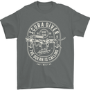 Scuba Diver the Ocean Is Calling Diving Mens T-Shirt Cotton Gildan Charcoal