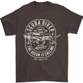 Scuba Diver the Ocean Is Calling Diving Mens T-Shirt Cotton Gildan Dark Chocolate