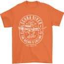 Scuba Diver the Ocean Is Calling Diving Mens T-Shirt Cotton Gildan Orange