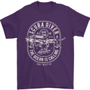 Scuba Diver the Ocean Is Calling Diving Mens T-Shirt Cotton Gildan Purple
