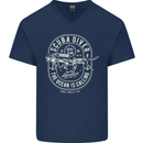 Scuba Diver the Ocean Is Calling Diving Mens V-Neck Cotton T-Shirt Navy Blue