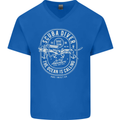 Scuba Diver the Ocean Is Calling Diving Mens V-Neck Cotton T-Shirt Royal Blue