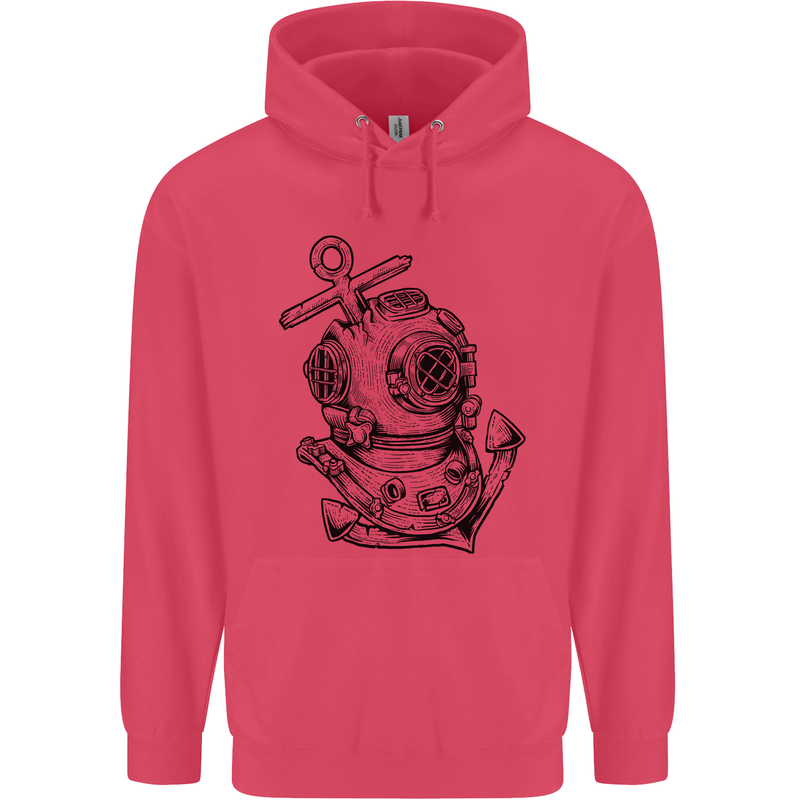 Scuba Diving Anchor Diver Sailing Sailor Childrens Kids Hoodie Heliconia