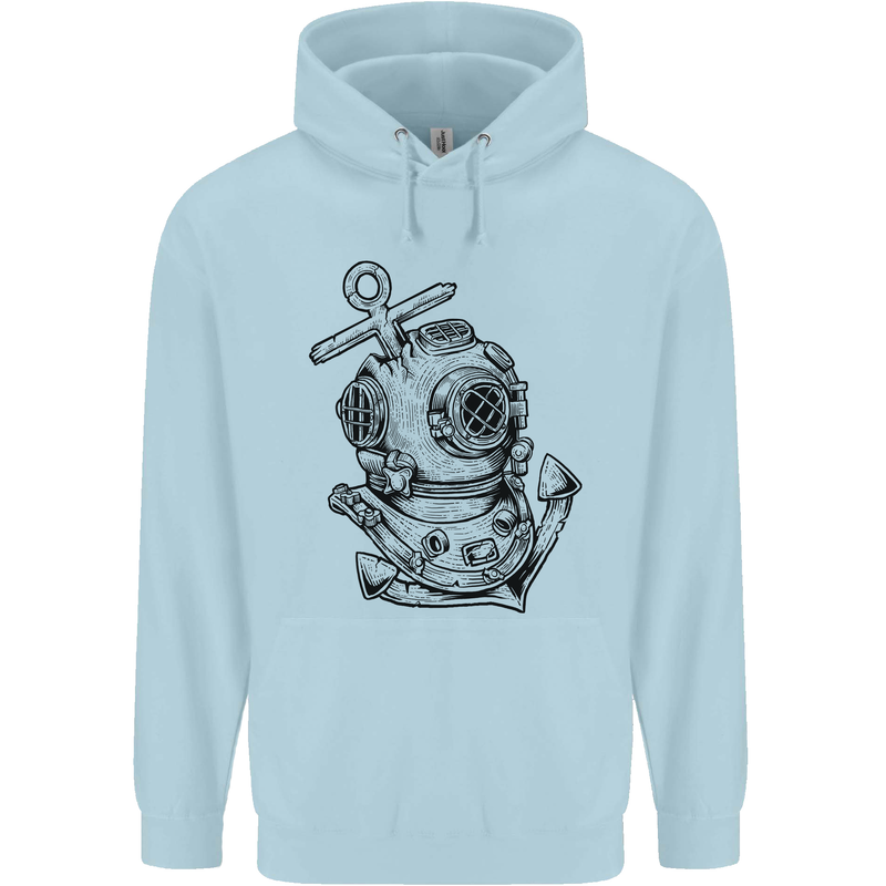 Scuba Diving Anchor Diver Sailing Sailor Childrens Kids Hoodie Light Blue