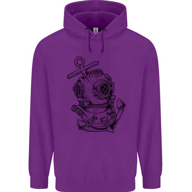 Scuba Diving Anchor Diver Sailing Sailor Childrens Kids Hoodie Purple