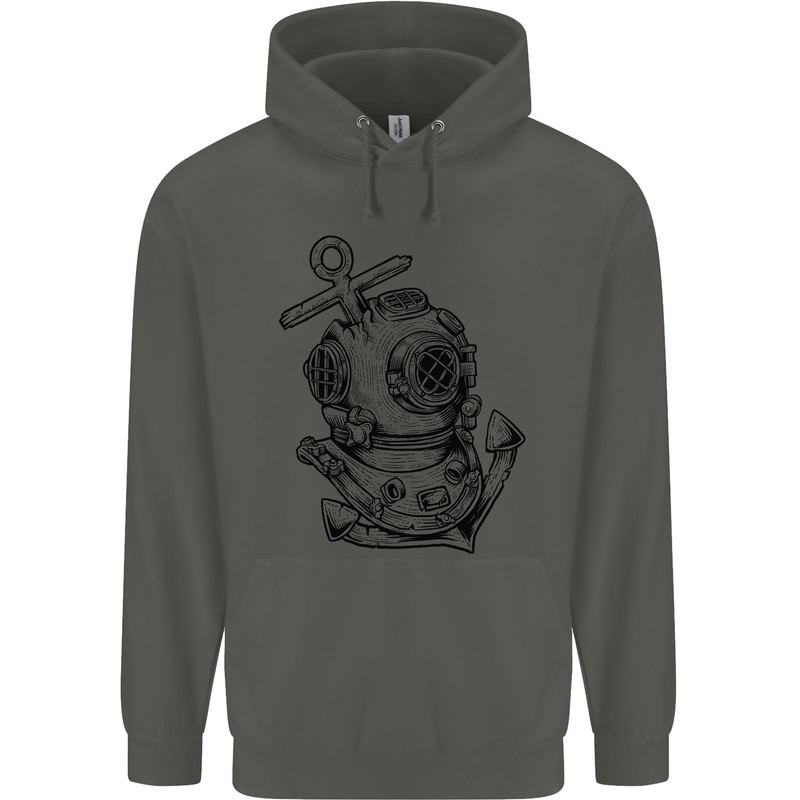 Scuba Diving Anchor Diver Sailing Sailor Childrens Kids Hoodie Storm Grey