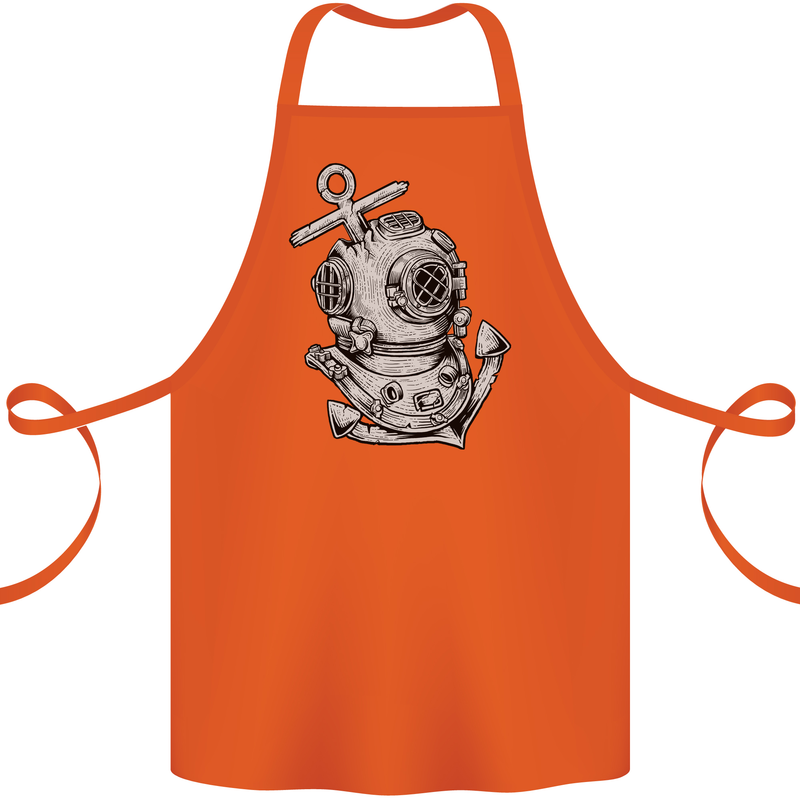 Scuba Diving Anchor Diver Sailing Sailor Cotton Apron 100% Organic Orange