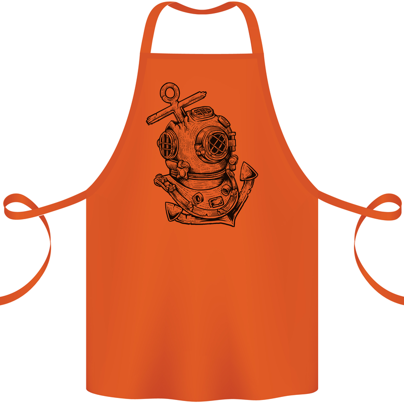 Scuba Diving Anchor Diver Sailing Sailor Cotton Apron 100% Organic Orange