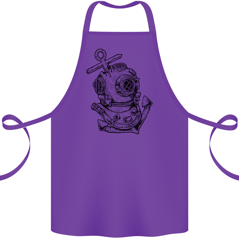 Scuba Diving Anchor Diver Sailing Sailor Cotton Apron 100% Organic Purple