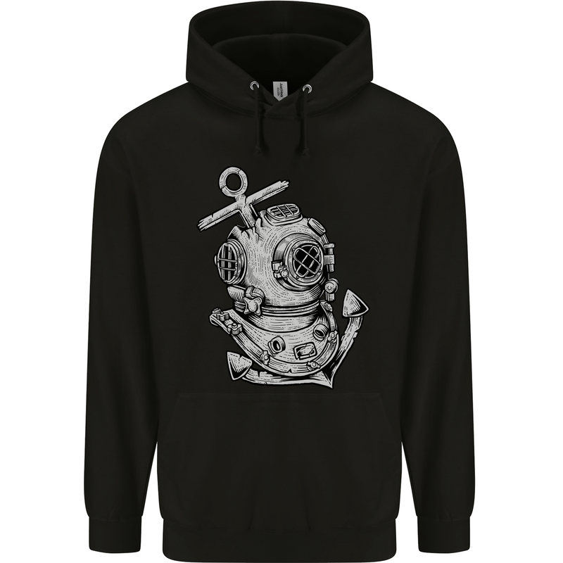 Scuba Diving Anchor Diver Sailing Sailor Mens 80% Cotton Hoodie Black