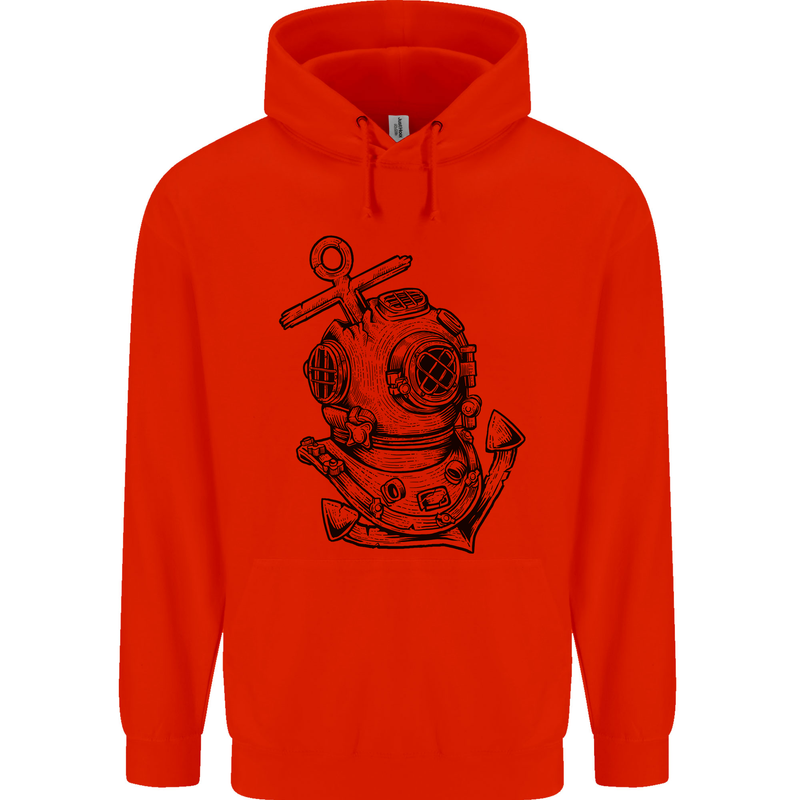 Scuba Diving Anchor Diver Sailing Sailor Mens 80% Cotton Hoodie Bright Red
