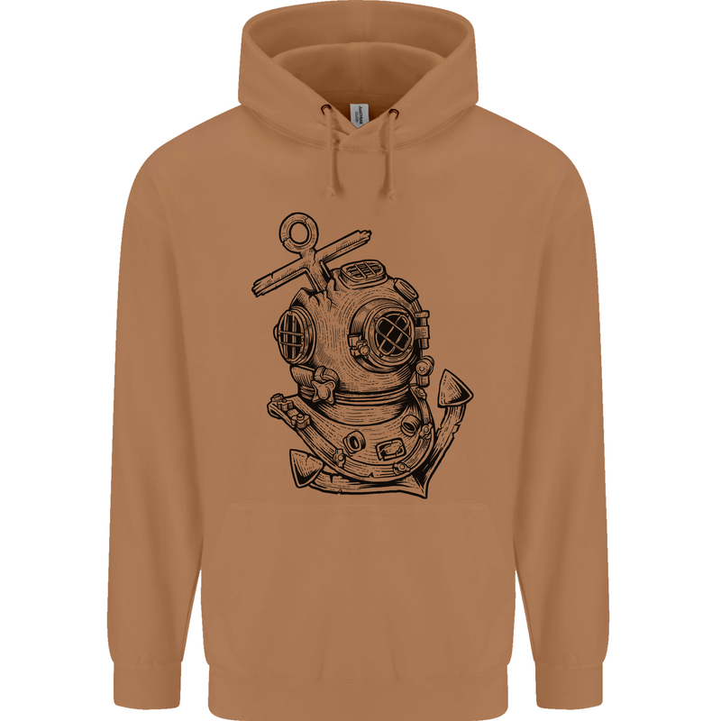 Scuba Diving Anchor Diver Sailing Sailor Mens 80% Cotton Hoodie Caramel Latte