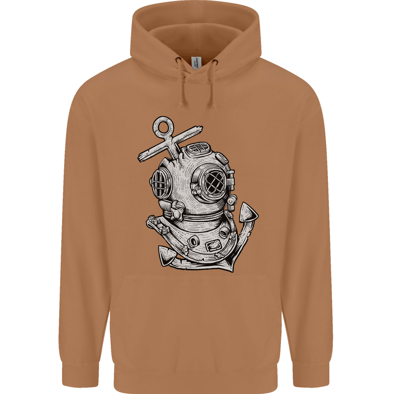 Scuba Diving Anchor Diver Sailing Sailor Mens 80% Cotton Hoodie Caramel Latte