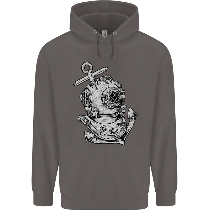 Scuba Diving Anchor Diver Sailing Sailor Mens 80% Cotton Hoodie Charcoal