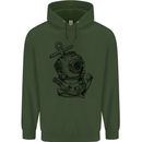 Scuba Diving Anchor Diver Sailing Sailor Mens 80% Cotton Hoodie Forest Green
