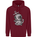 Scuba Diving Anchor Diver Sailing Sailor Mens 80% Cotton Hoodie Maroon