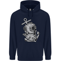 Scuba Diving Anchor Diver Sailing Sailor Mens 80% Cotton Hoodie Navy Blue