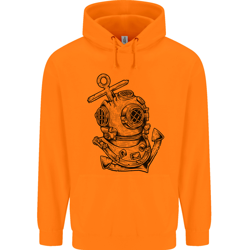 Scuba Diving Anchor Diver Sailing Sailor Mens 80% Cotton Hoodie Orange