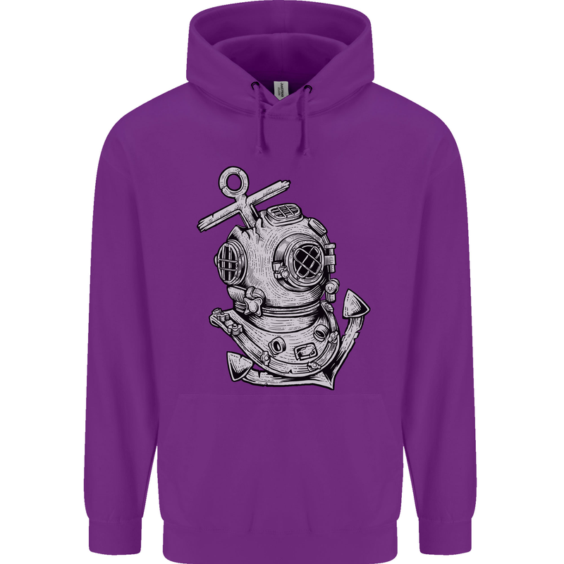 Scuba Diving Anchor Diver Sailing Sailor Mens 80% Cotton Hoodie Purple