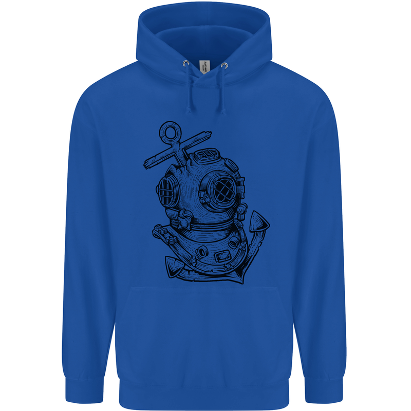 Scuba Diving Anchor Diver Sailing Sailor Mens 80% Cotton Hoodie Royal Blue