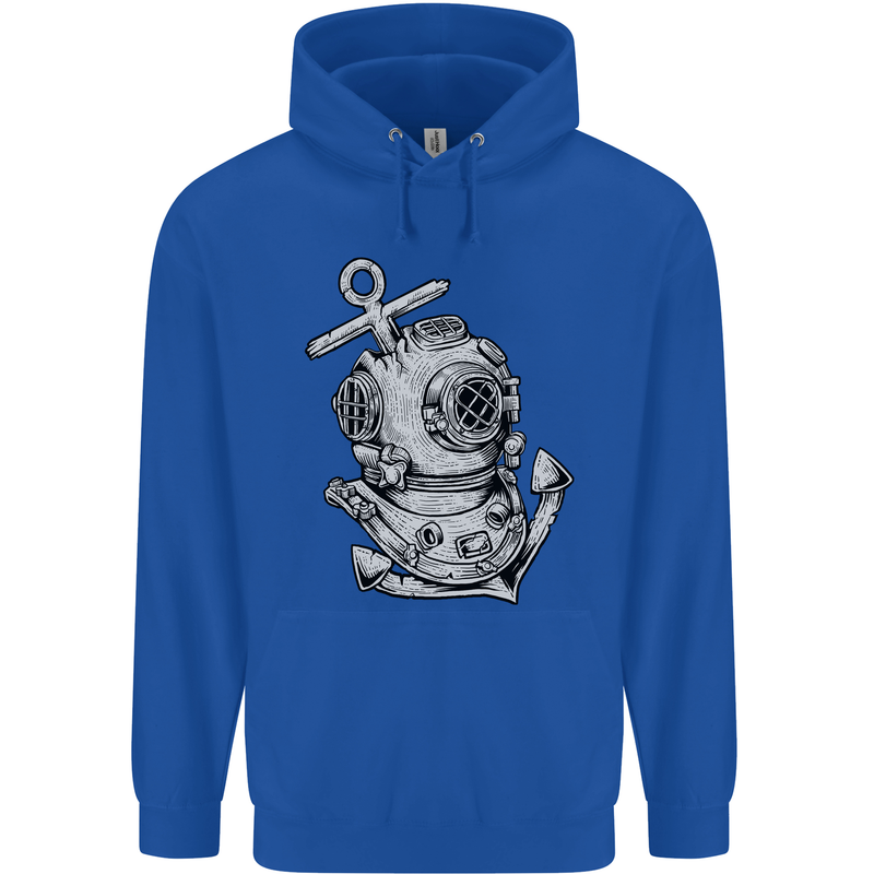 Scuba Diving Anchor Diver Sailing Sailor Mens 80% Cotton Hoodie Royal Blue