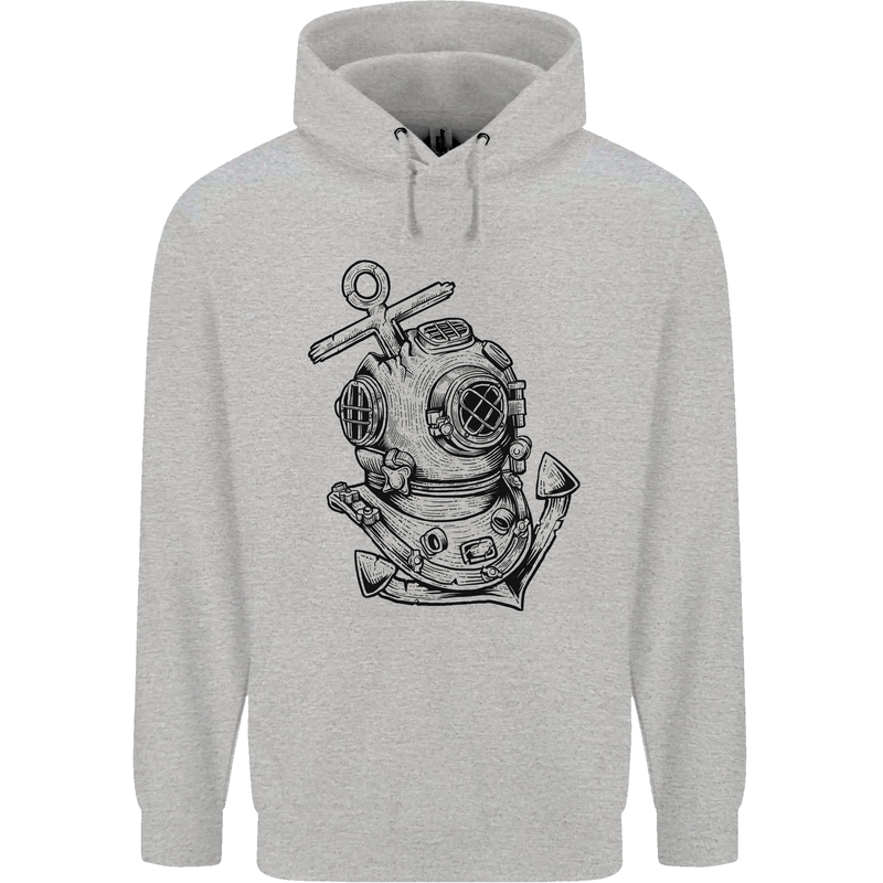 Scuba Diving Anchor Diver Sailing Sailor Mens 80% Cotton Hoodie Sports Grey