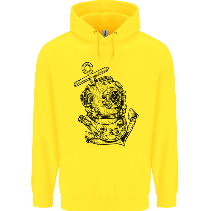 Scuba Diving Anchor Diver Sailing Sailor Mens 80% Cotton Hoodie Yellow