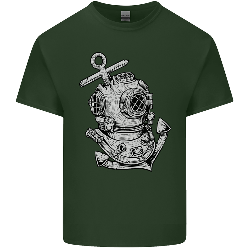 Scuba Diving Anchor Diver Sailing Sailor Mens Cotton T-Shirt Tee Top Forest Green