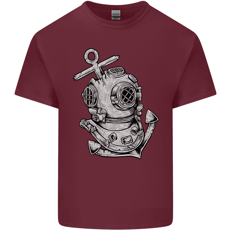Scuba Diving Anchor Diver Sailing Sailor Mens Cotton T-Shirt Tee Top Maroon