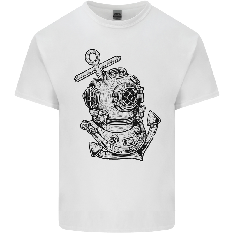 Scuba Diving Anchor Diver Sailing Sailor Mens Cotton T-Shirt Tee Top White