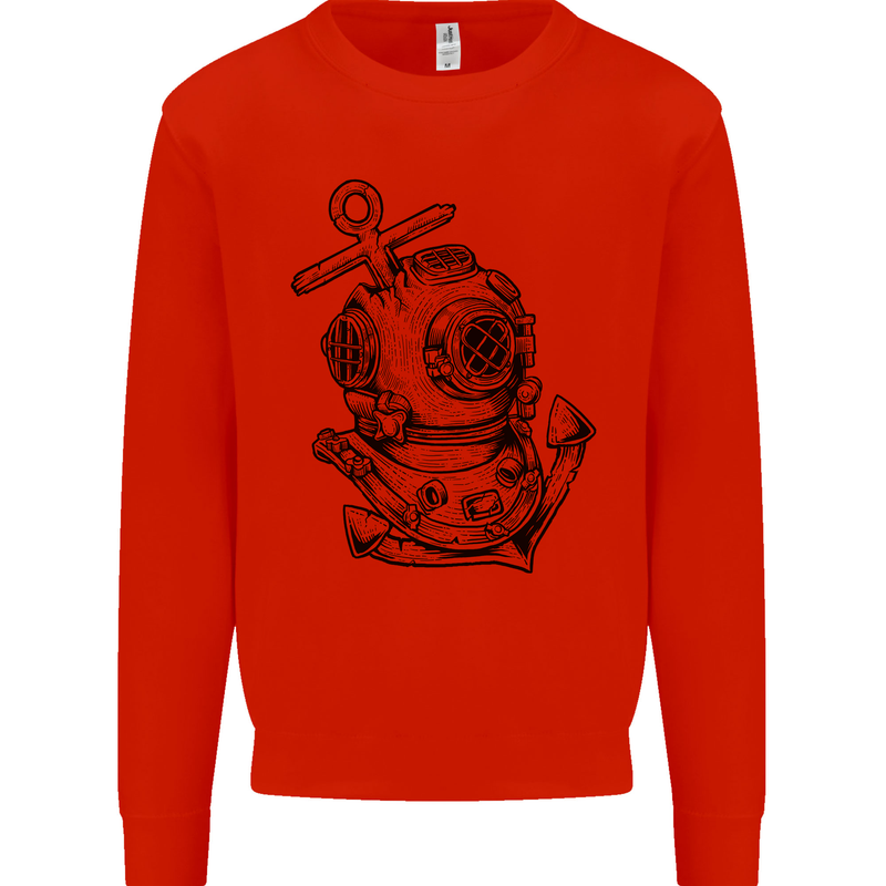 Scuba Diving Anchor Diver Sailing Sailor Mens Sweatshirt Jumper Bright Red